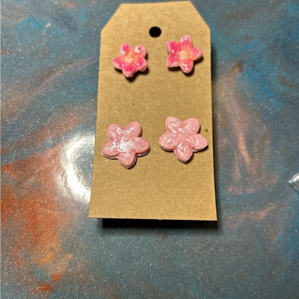 Pink Floral Earrings set NWOT